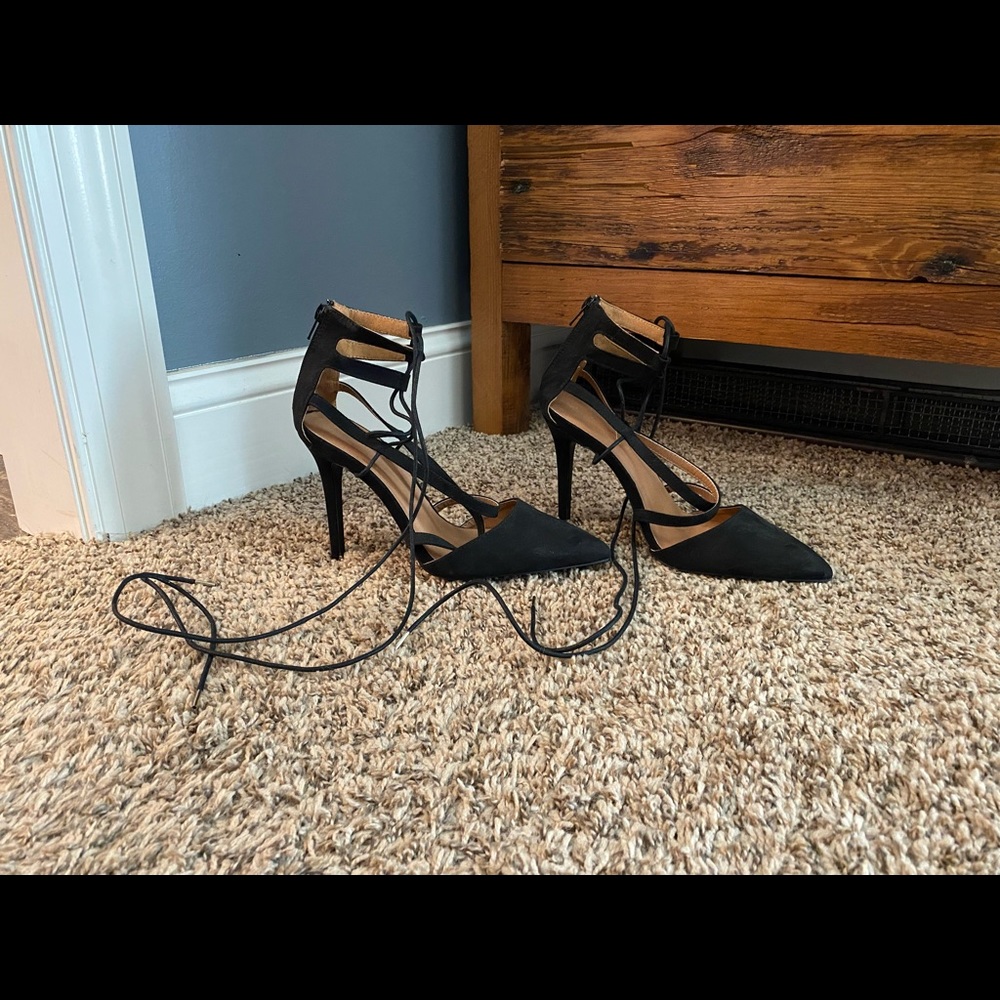 Black strappy heels